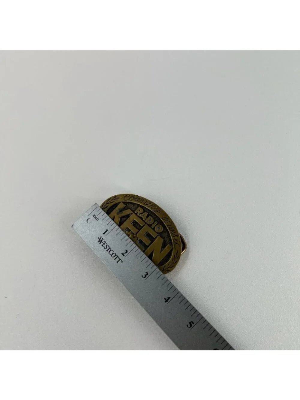Vintage KEEN 1370 Radio Country Music Brass Belt Buckle The Buckle Works Western